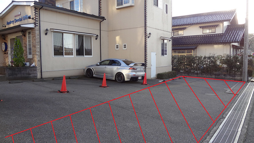 赤枠内が駐車可能範囲